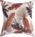 Yeiotsy Decorative Cushion Cover, Tropical Leaf Throw Pillow Cover Jacquard Chenille (Brick Red, 18 x 18 Inches)