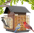 Bird Feeders for Outdoors Hanging, Metal Bird Feeder with Double Suet Cage Cake, Large Capacity, Birdfeeders Sturdy & Weatherproof, Easy to Clean & Refill, Great for Attracting Wild Birds