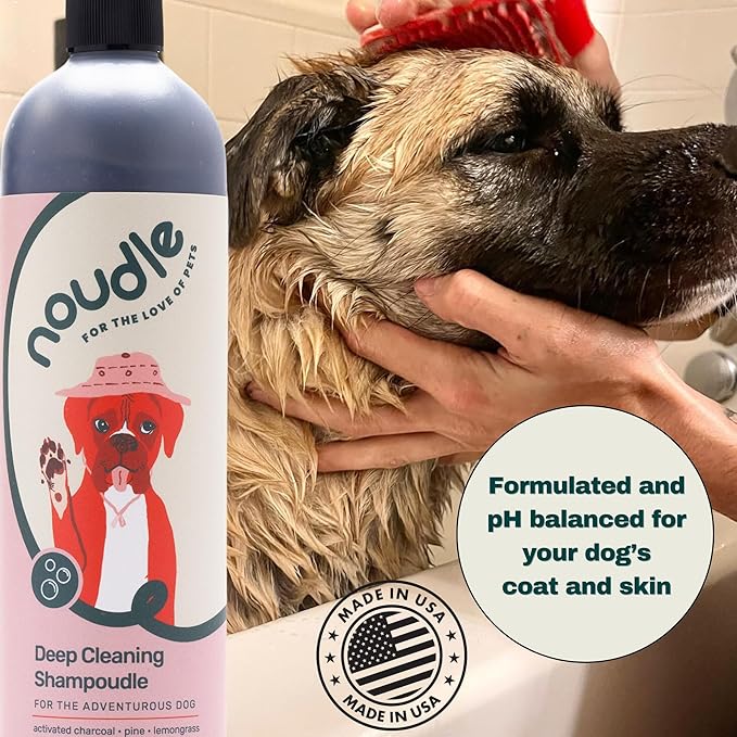 Pets - Deep Cleaning Shampoudle, 16oz, Moisturizing and Gentle All Natural pet Shampoo with Activated Charcoal, Lemongrass, Cedarwood, Pine, and Oatmeal