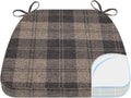 AAAAAcessories D-Shaped Chair Cushions, 2" Thick Dining Chair Pads with Ties and Removable, Machine-Washable Cover, 17" x 16", Brown Checkered