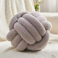 Petrella Knot Pillow Ball Round Throw Pillows Home Decor Cushion Decorative Aesthetic Throw Pillows，Lambswool Light Gray 11inch
