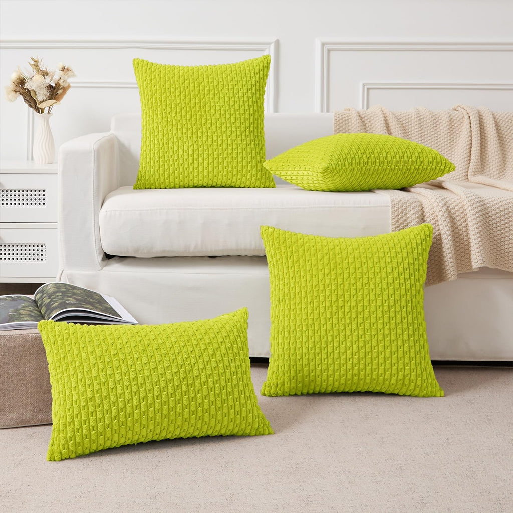 Kevin Textile 12x20 Inch Pillow Cover 1 Pack Boho Christmas Decorative Soft Striped Corduroy Lumbar Farmhouse Accent Rectangle Cushion Case for Living Room Couch Sofa Bed, Christmas Green