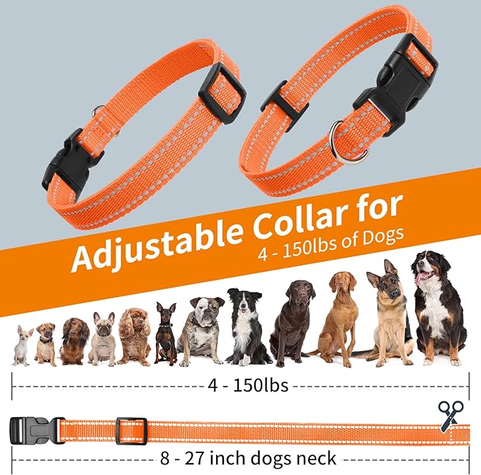 PaiPaitek Replacement Shock Collar Strap, 3/4 inch Dog Collar Fit All Brands of Shock Training Collars and Bark Collars - Durable and Adjustable - Reflective Dog Collar - 2 Packs
