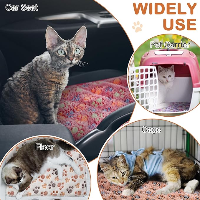 4 Pack Self Heating Cat Bed Cat Self Warming Pad with Removable Cover Extra Warm Thermal Pet Pad Washable Pet Crate Mat Anti Slip Kennel for Indoor Outdoor Pets(Dog Paw,16 x 20 Inches)