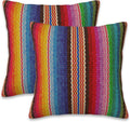 Throw Pillow Covers Blanket Stripes Pillow Covers 18x18 Inch Set of 2 Colorful Mexican Stripes Throw Pillows Decorative Pillow Cases Cushion Covers for Bedroom Livingroom Sofa Farm House