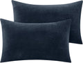 BEDELITE Flannel King Size Pillow Cases Set of 2, Super Soft Fleece Pillowcases with Zipper for Bedroom, Sofa, Couch,Luxury Cozy Fuzzy Velvet Pillow Shams for All Seasons(20x36 Inches,Navy)