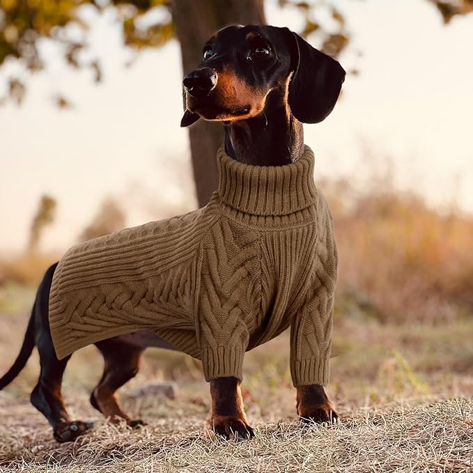 ASENKU Extra-Large Dog Sweater, Dog Sweaters for Extra Large Dogs, Pet Sweatshirt Apparel Turtleneck Pullover Winter for Doberman, Great Dane (Coffee, 3XL)