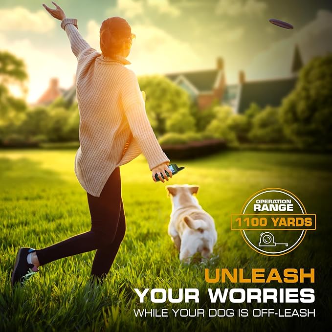 INVIROX Training Collar for Large Dog X2 [Spark K9] 124 Levels with Remote 1100yd Range, Night-Light Mode for Medium Dogs IP67 Waterproof Training Collar for Dogs