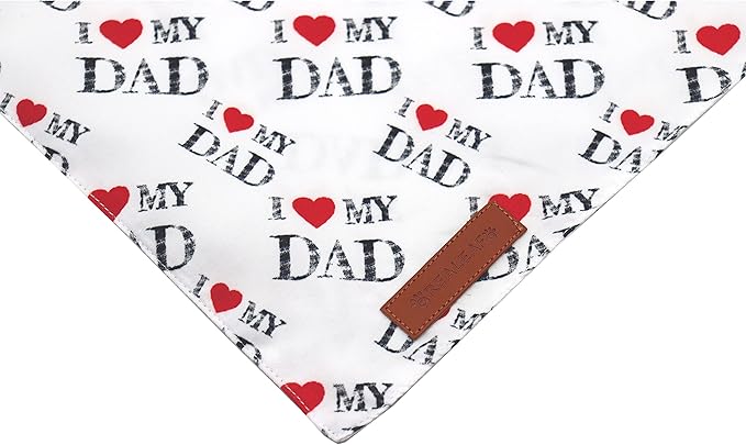 Realeaf Fathers Day Dog Bandanas 2 Pack, Reversible I Love My Dad Pet Scarf for Boy and Girl, Premium Durable Fabric, Bandana for Small Medium Large and Extra Large Dogs (Large)