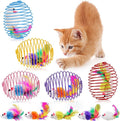 Jecery 5 Pcs Cat Spring Balls Stretchable Springs Toys Rolling Balls Colorful Playful Coils Interactive Spring Action Toy Caged Rats for Kitten Cat Pet Supplies Indoor (Cute Mouse,Bright Color)