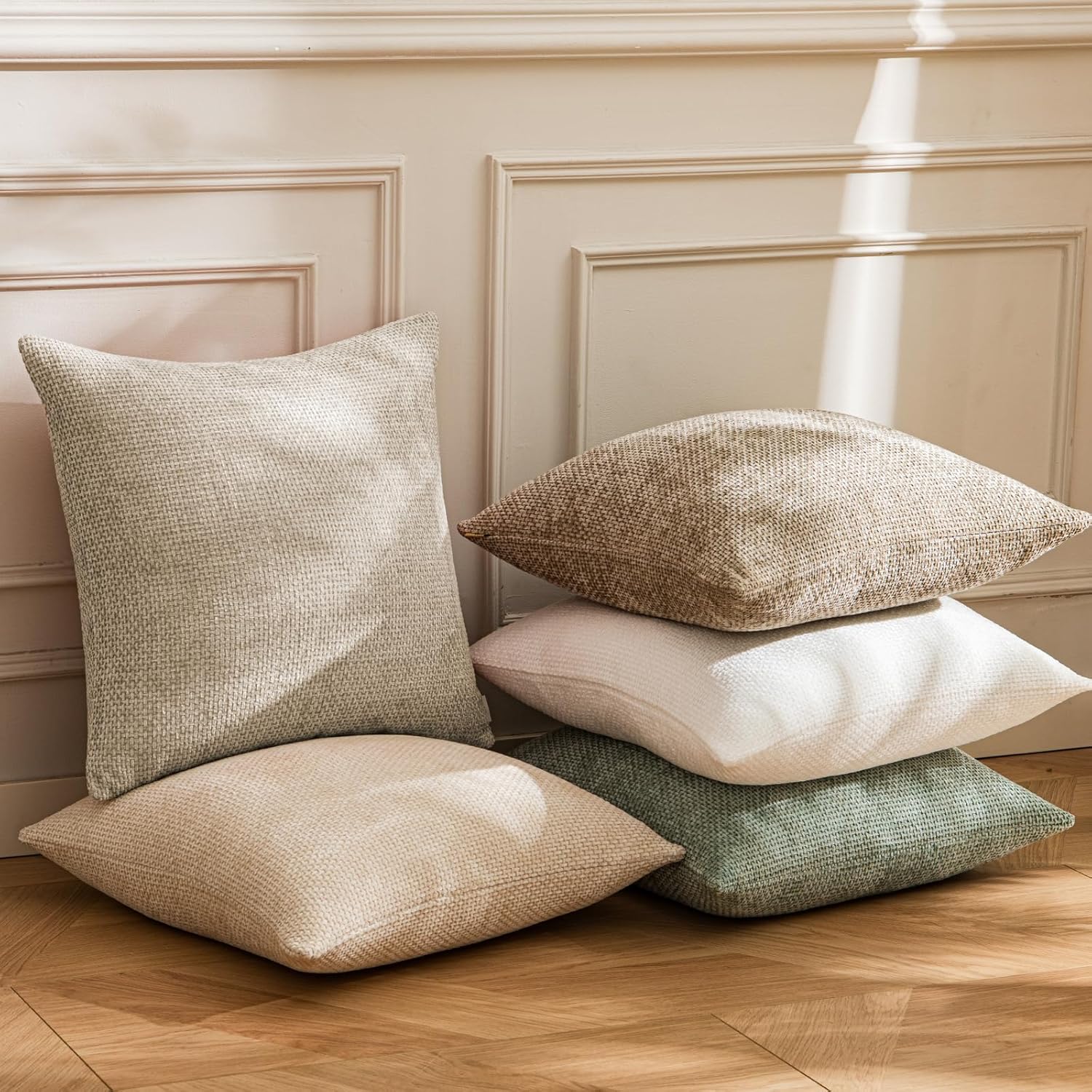 a moment Taupe Chenille Throw Pillow Covers 12x20 Inch Pack of 2 Modern Decorative Throw Pillow Covers Farmhouse Cross Throw Pillowcases Home Decor for Sofa Bedroom Living Room