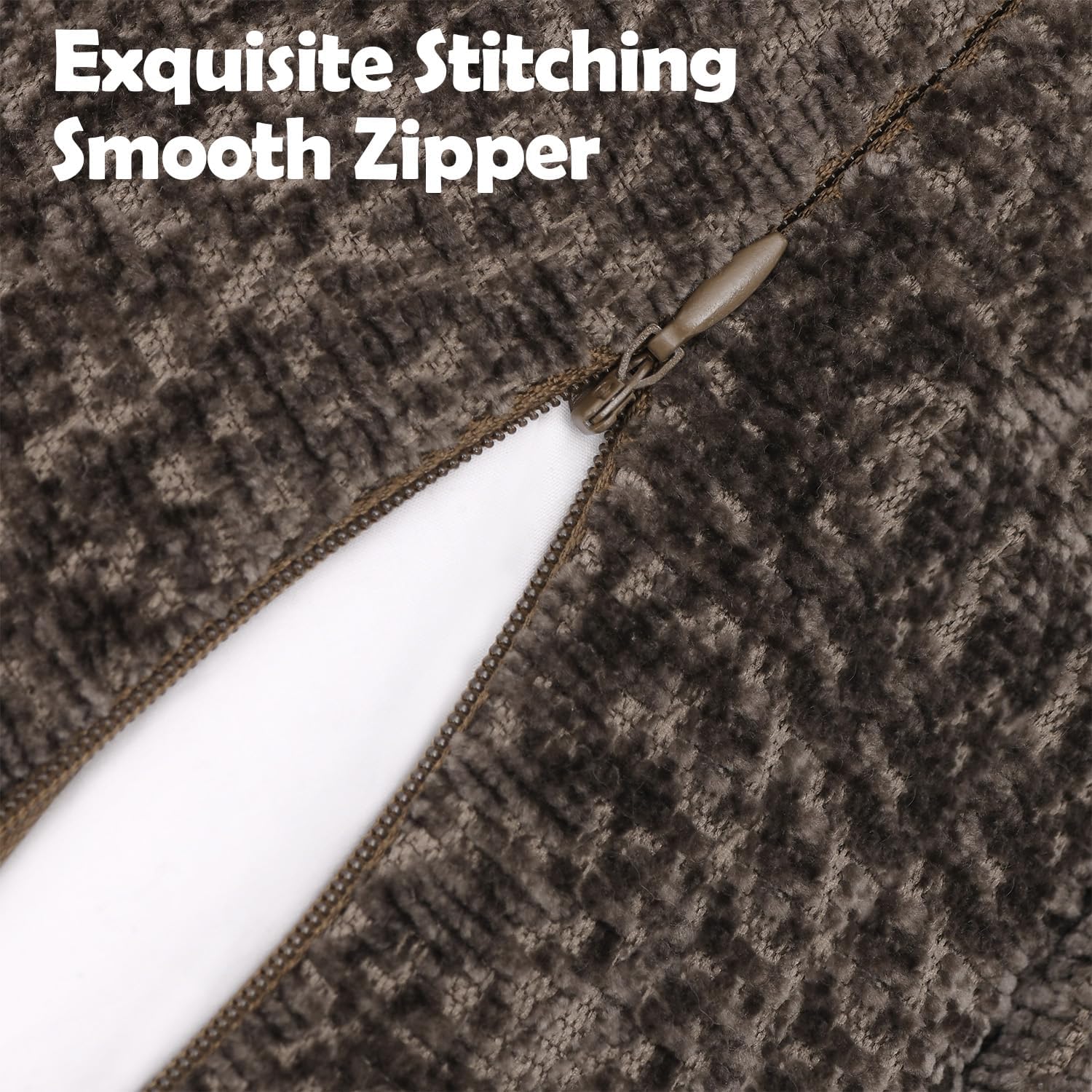 Pack of 2 Chocolate Brown Decorative Throw Pillow Covers 22x22 Cozy Soft Chenille Accent Vintage Square Couch Pillow Covers for Home Decor Bed Sofa Living Room