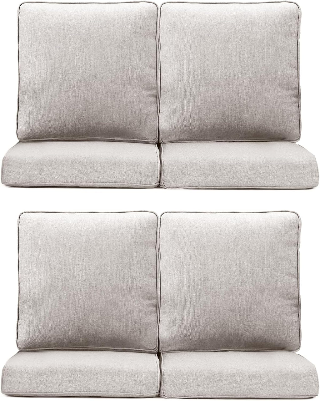 Patio Chair Cushions 4 Packs - Outside High Back Thick Water-Resistant Cushion 22x24 with Zipper Cover for Outdoor Glider Rocking Chairs Loveseat Couch – Beige/Regular