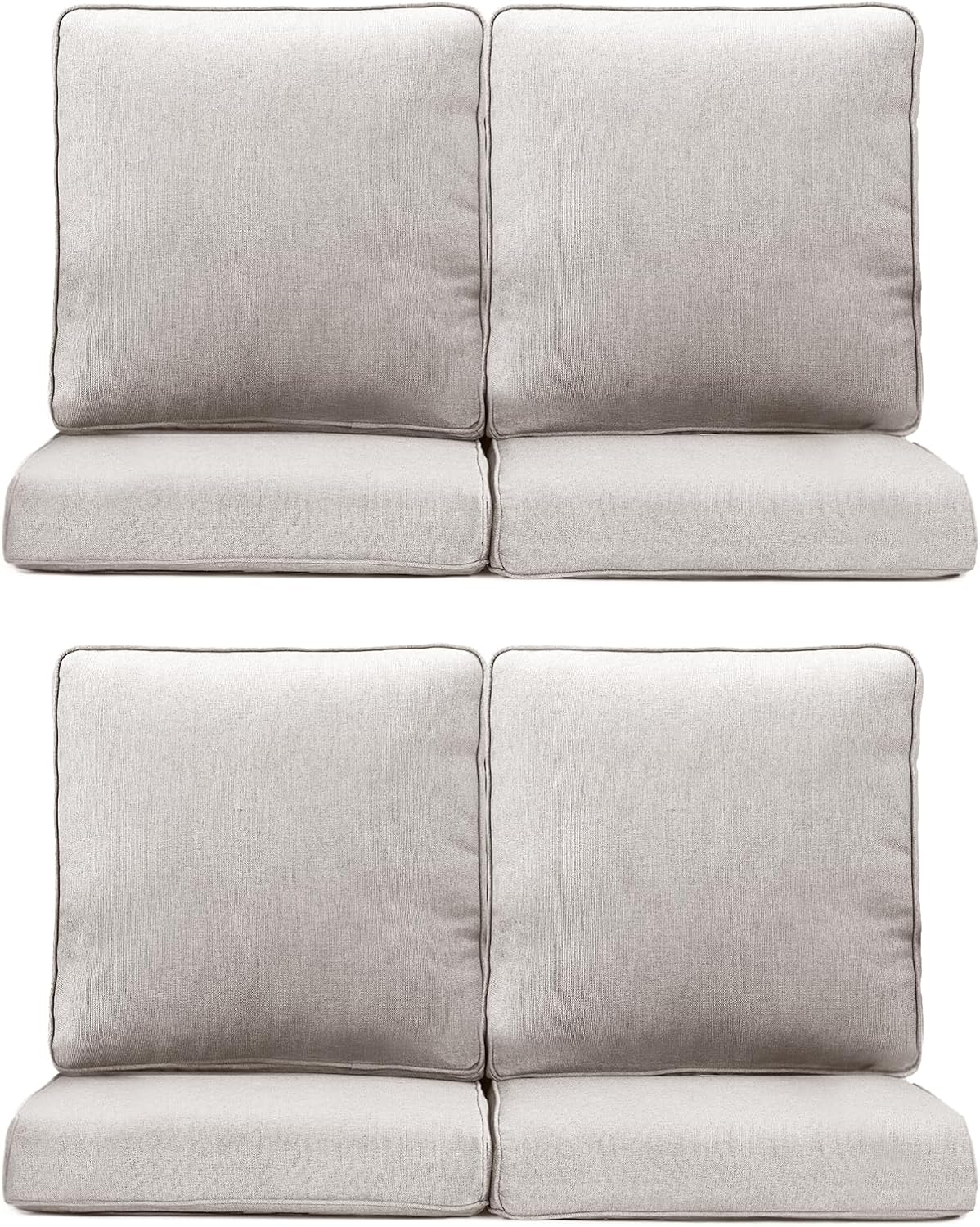 Patio Chair Cushions 4 Packs - Outside High Back Thick Water-Resistant Cushion 22x24 with Zipper Cover for Outdoor Glider Rocking Chairs Loveseat Couch – Beige/Regular