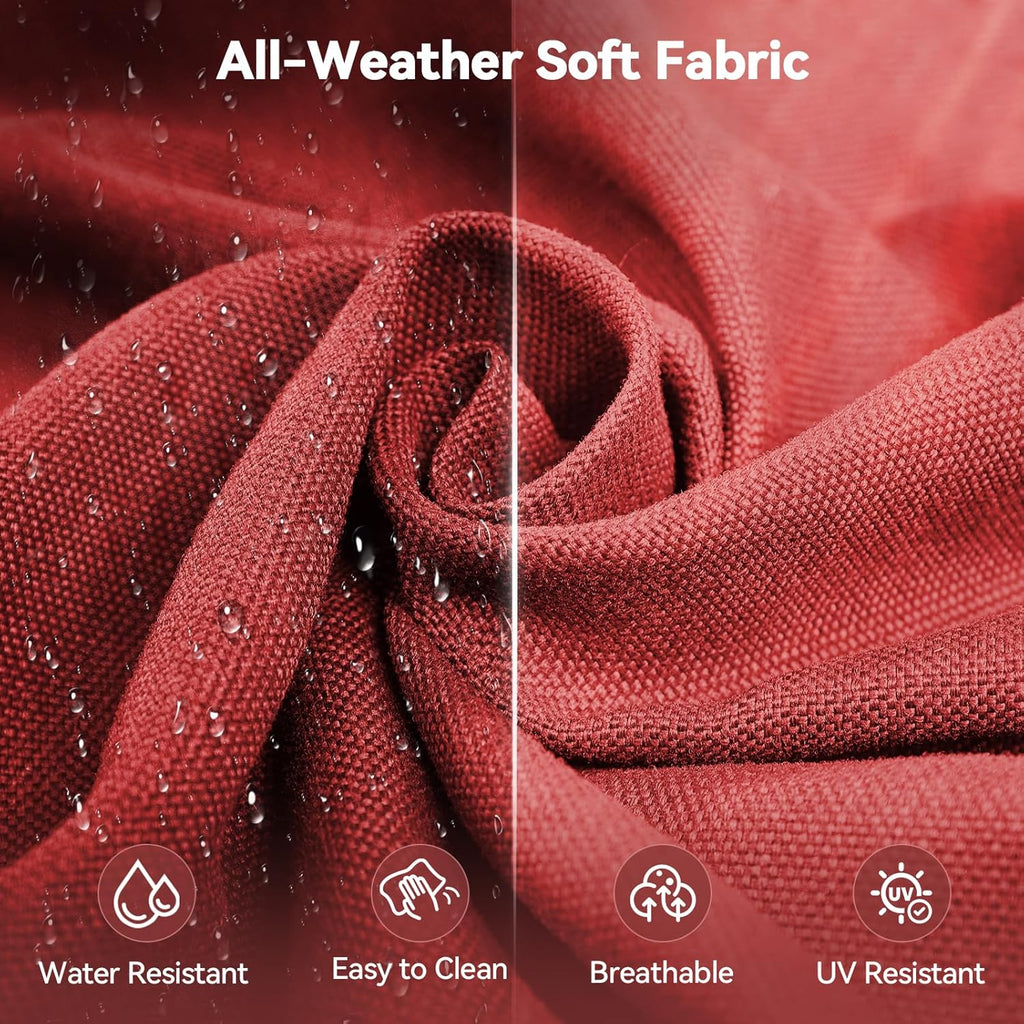 6" Thick Outdoor Cushions 24x24x6, 2-Set Deep Seat Patio Cushions with Removable Cover, Waterproof & Fade Resistant Replacement for Wicker Chair, Loveseat, Sofa - Red