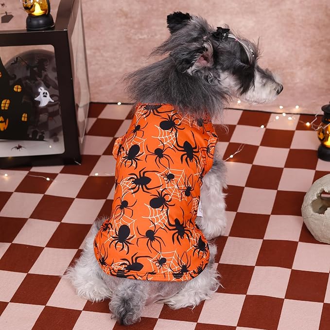 CuteBone Halloween Dog Shirts 2-Pack Soft Pet Clothes Breathable Summer Vest for Small Puppy and Stretchy Cat Apparel 2BX22S