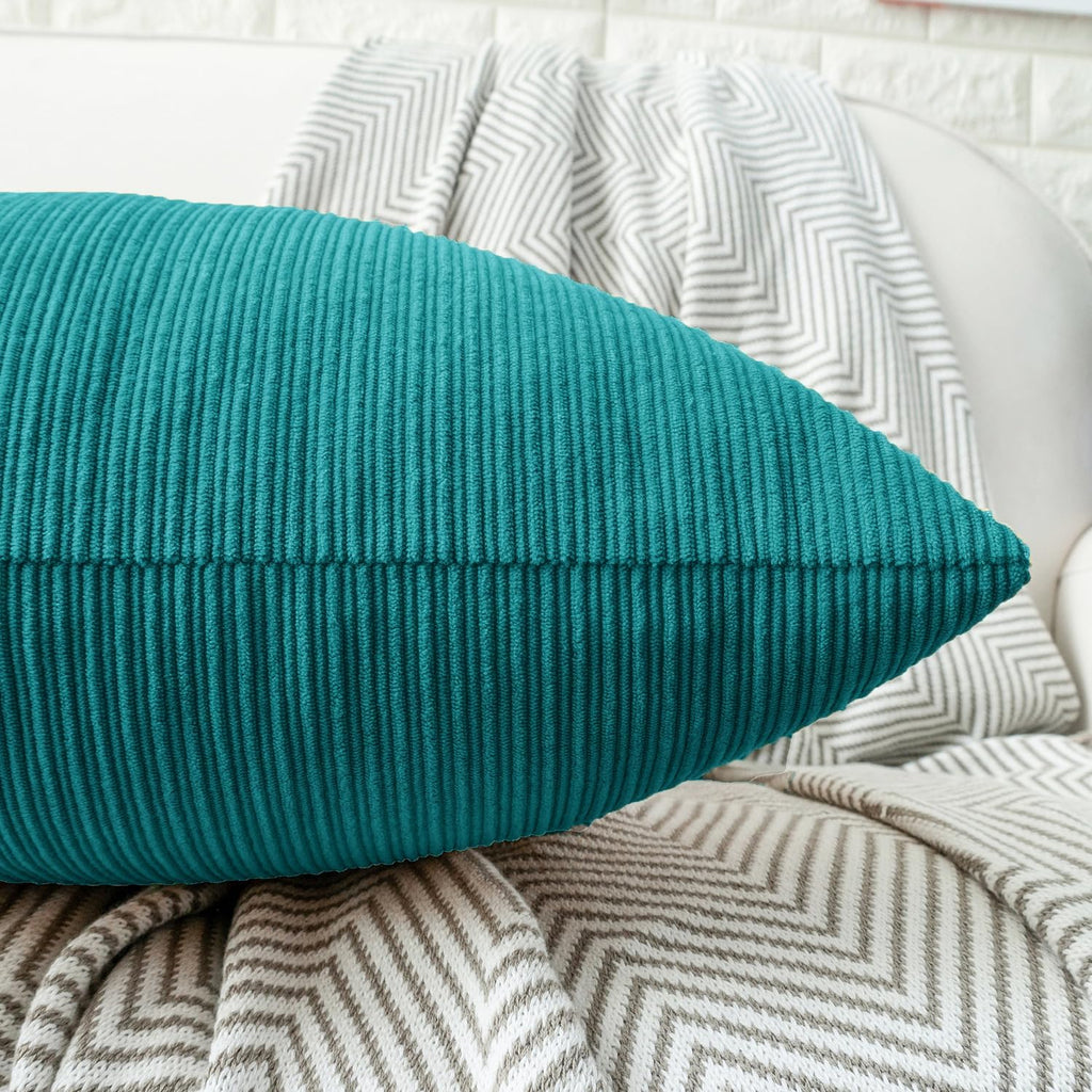 HWY 50 Teal Chenille Throw Pillow Covers 16x16 Inch with Triple Buttons, Soft Farmhouse Accent Decorative Cushion Cases for Couch Sofa Bed Bedroom Pack of 2