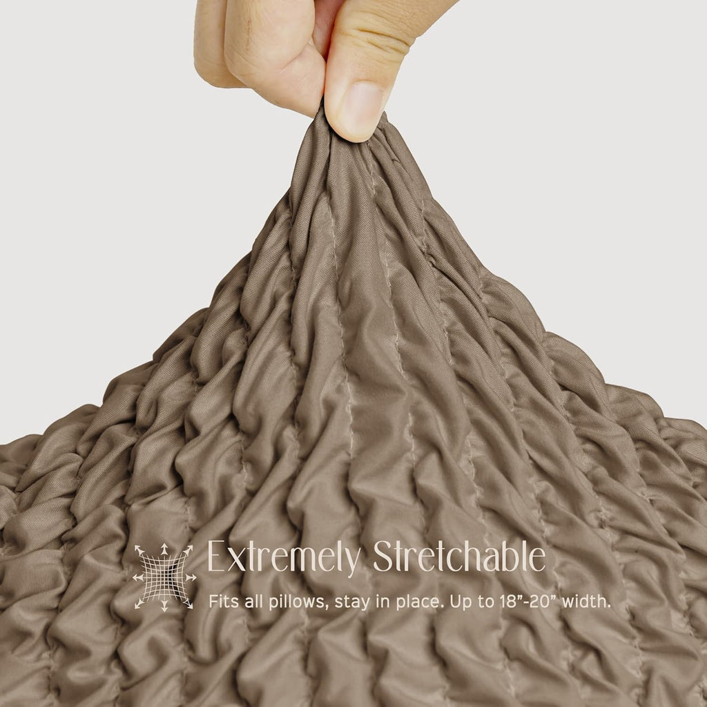 Throw Pillow Covers 18x18 Inch Solid Stretch Fabric Flexible Size Decorative Pillow Covers 20x20 Inch with Hidden Zipper Farmhouse Square Cushion Case for Couch Sofa Bed (Pack of 1, Tan)