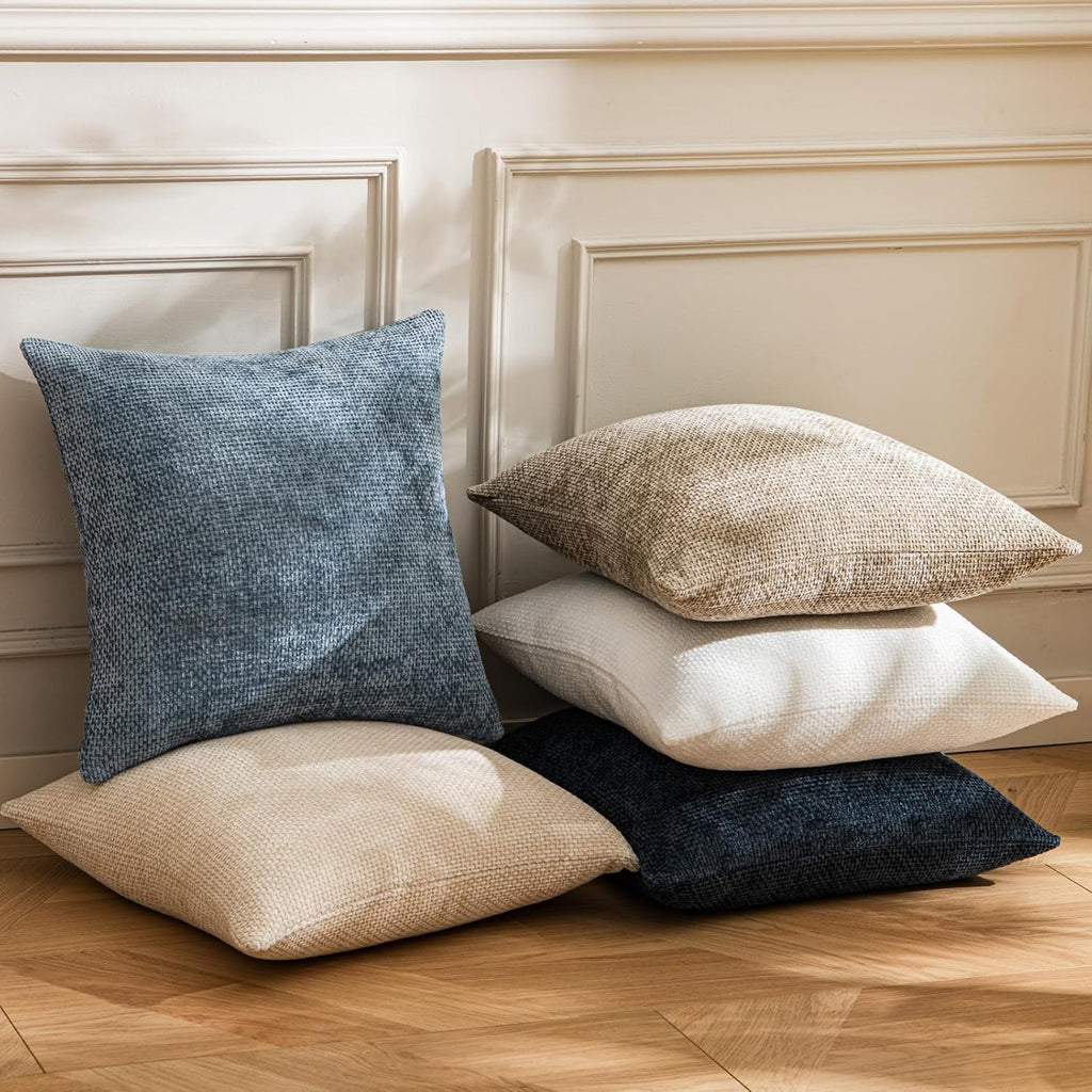 a moment Blue Chenille Throw Pillow Covers 12x20 Inch Pack of 2 Modern Decorative Throw Pillow Covers Farmhouse Cross Covers Modern Home Decor for Sofa Bedroom Living Room