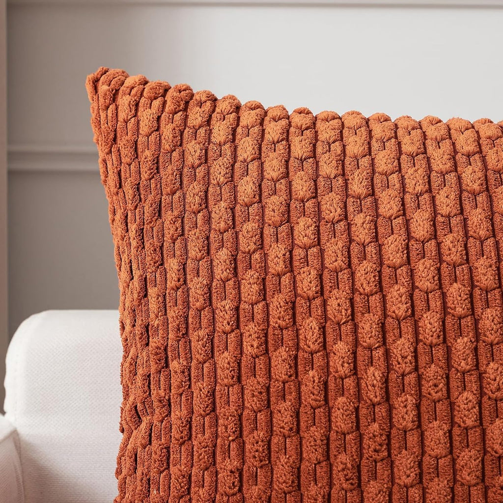 Kevin Textile Fall 14x36 Inch Long Lumbar 1 Pack Fall Boho Decorative Throw Pillow Cover Soft Striped Corduroy Rectangle Cushion Case Farmhouse Solid Color Accent for Living Room Couch Sofa Bed, Rust