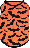 Fitwarm 100% Cotton Halloween Dog Clothes Scary Bat Dog Costumes Doggie Shirts Puppy Shirt Pet Vest Tank Top Cat Tee Orange Medium