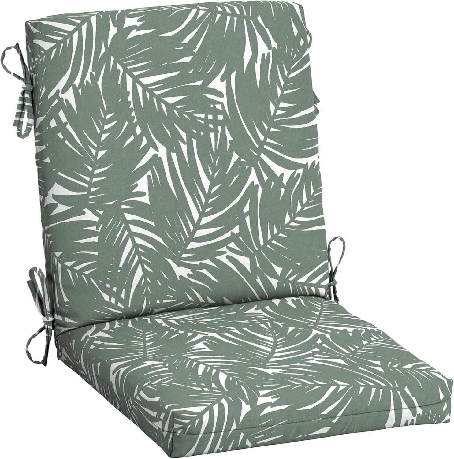 Arden Outdoor Midback Chair Cushion, 18 x 16.5, Rain-Proof, Fade Resistant Sage King Palm