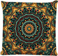 Decorative Square Throw Pillow Covers Retro Mandala Couch Sofa Bed Pillow Covers Cushion Cases 18x18 inch