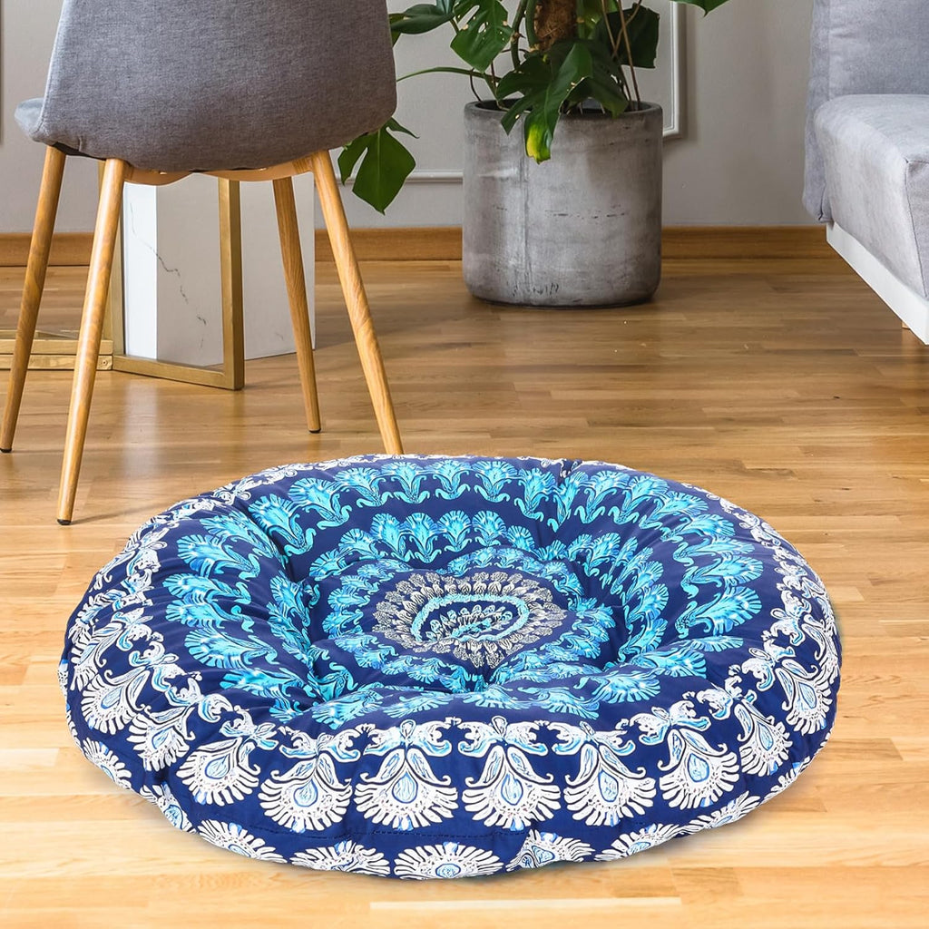 35" Large Mandala Floor Cushion Round Meditation Floor Pillow Cushion for Adults Oversized Playroom Pillows Reading Nook Big Pillow for Sitting Yoga Living Room Sofa Balcony