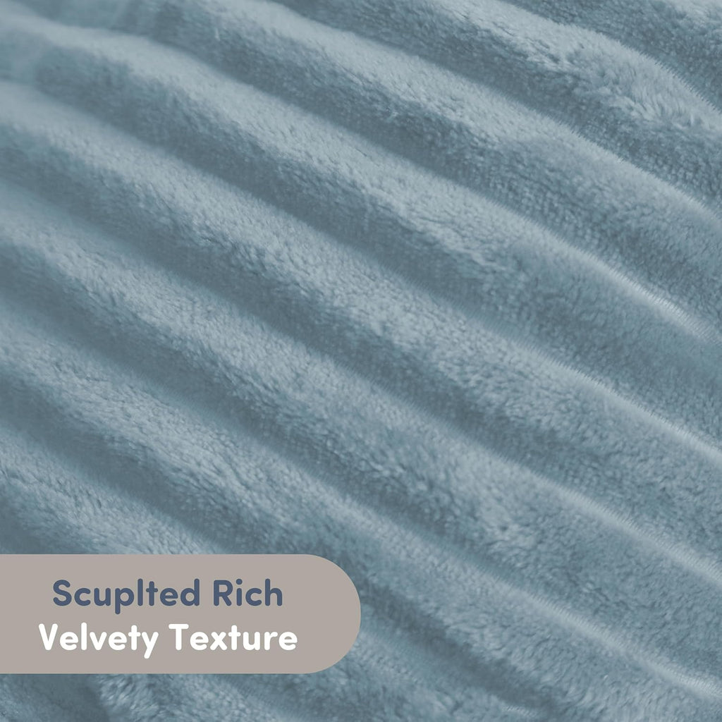 Nestl Reading Pillow for Kids & Teens with Shredded Memory Foam, Luxe Cut Plush Backrest Pillows for Reading and Gaming, For use on Couch, Bed, Floor, Adjustable Support with Washable Cover Stone Blue