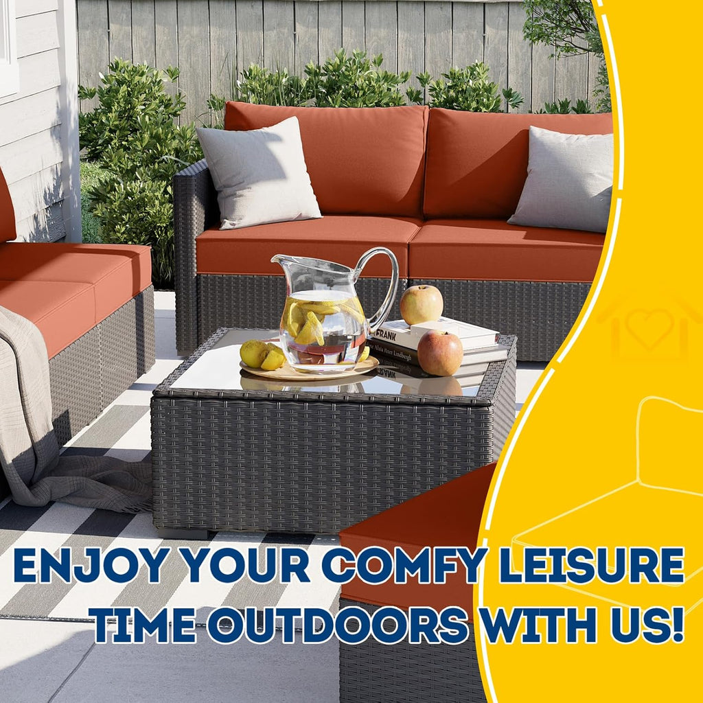 AAAAAcessories Outdoor Deep Seat Cushions, Waterproof, Fade-Resistant Patio Furniture Replacement Cushions, 23.5" x 25.5" x 5" + 23.5" x 13.5", Set of 4, Rust