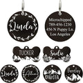 UltraJoys Stainless Steel Pet ID Tag Dog Name Tags Personalized Front and Back Engraving, Customized Dog Tags and Cat Tags, Optional Engraved on Both Sides, Round Tag with Vine Design, Small Black