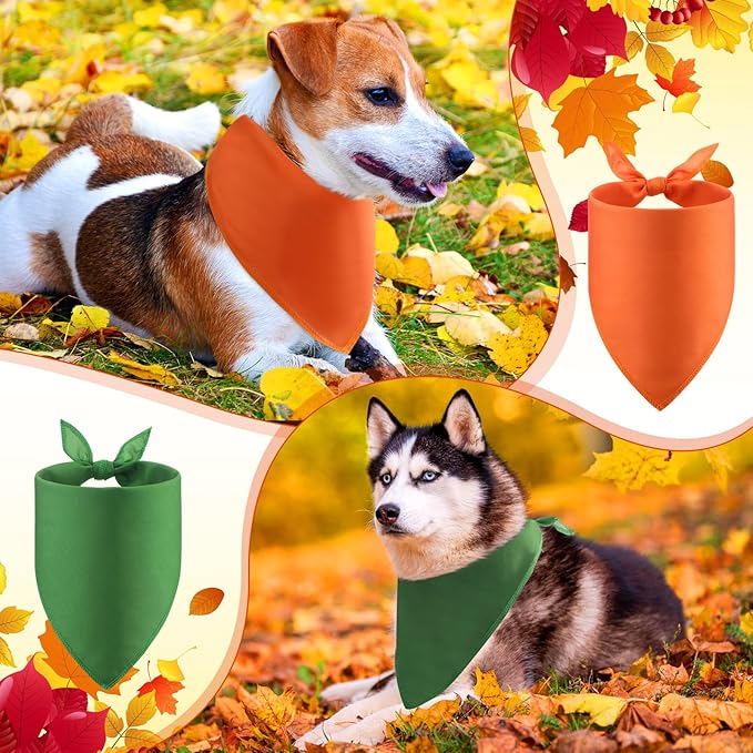 48 Pcs Fall Dog Bandanas Bulk Sublimation Blank Bandanas for Dogs Heat Transfer Triangle Bibs DIY Scarf for Small Medium Large Puppy Pets Halloween Christmas Costume(Red Green Orange Brown)