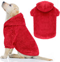 Fuzzy Dog Sweaters for Medium Dogs Dog Hoodie Soft Double-Sided Plush Fleece Pet Sweater Clothes Coats Pet Hoodie Sherpa Hooded Sweatshirt(Red-M)