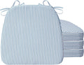 AAAAAcessories D-Shaped Chair Cushions, 2" Thick Dining Chair Pads with Ties and Removable, Machine-Washable Cover, 17" x 16", Set of 4, Pinstripe Blue