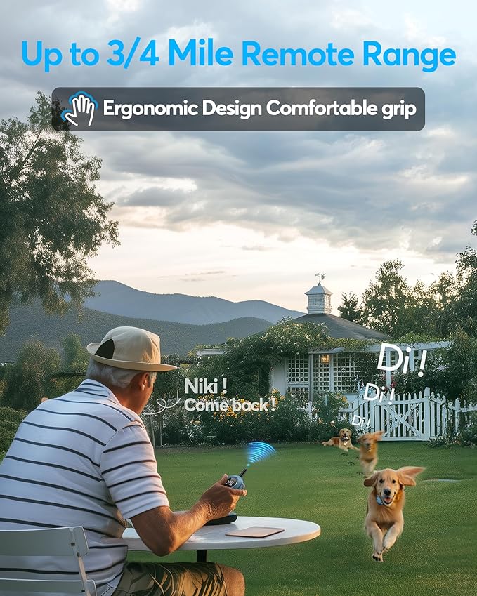 Jugbow Dog Shock Collar - 3/4 Mile Dog Training Collar with Remote for Large Medium Small Dogs, Rechargeable IPX8 Waterproof E-Collar with 3 Training Modes, LED Light & Security Lock (Blue)