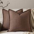 24x24 Linen Pillow Covers Brown Pack of 2 Farmhouse Boho Neutral Accents Striped Textured Square Decorative Throw Pillow Cases for Living Room Couch Bed Home Decor