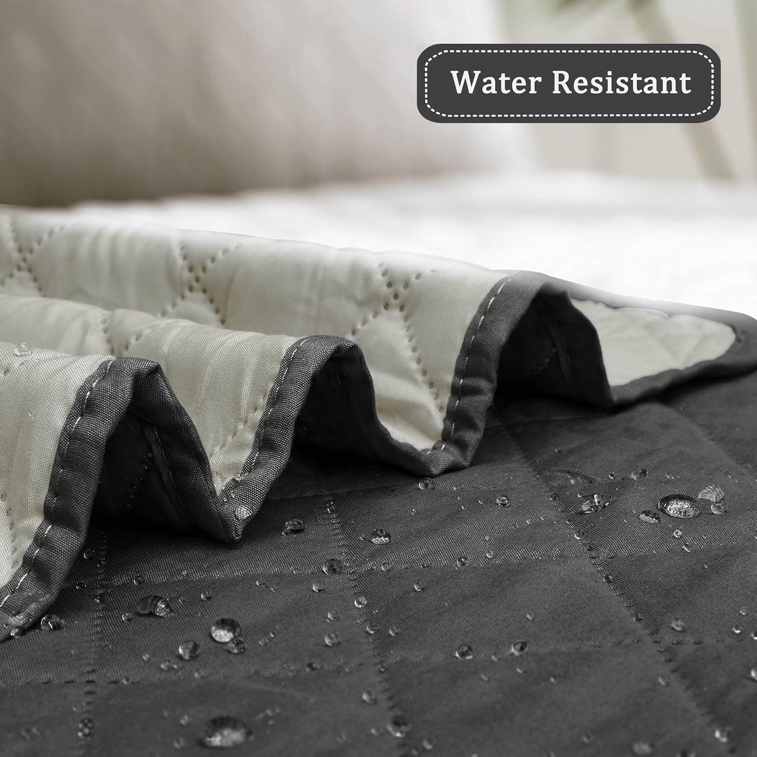 Easy-Going Reversible Chair Cover Washable Sofa Cover for Dogs Water Resistant Couch Slipcover Furniture Protector Cover with Adjustable Straps for Pets (Chair 30 in, Dark Gray/Beige)