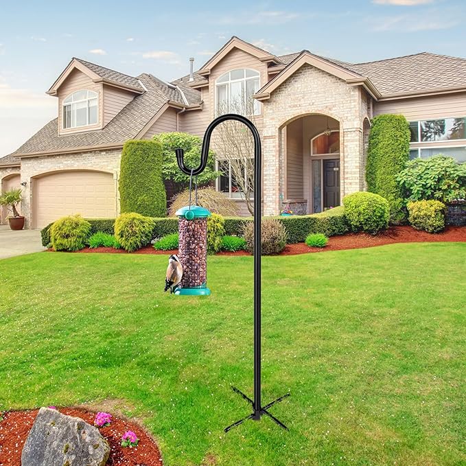 Shepherd Hooks for Outdoor, 2 Pack 94 Inch Bird Feeder Pole with 5 Prongs Base for Hanging Lantern, Hummingbird Feeder, Lightweight Plant, Shepherds Hook for Bird Feeders for Outside