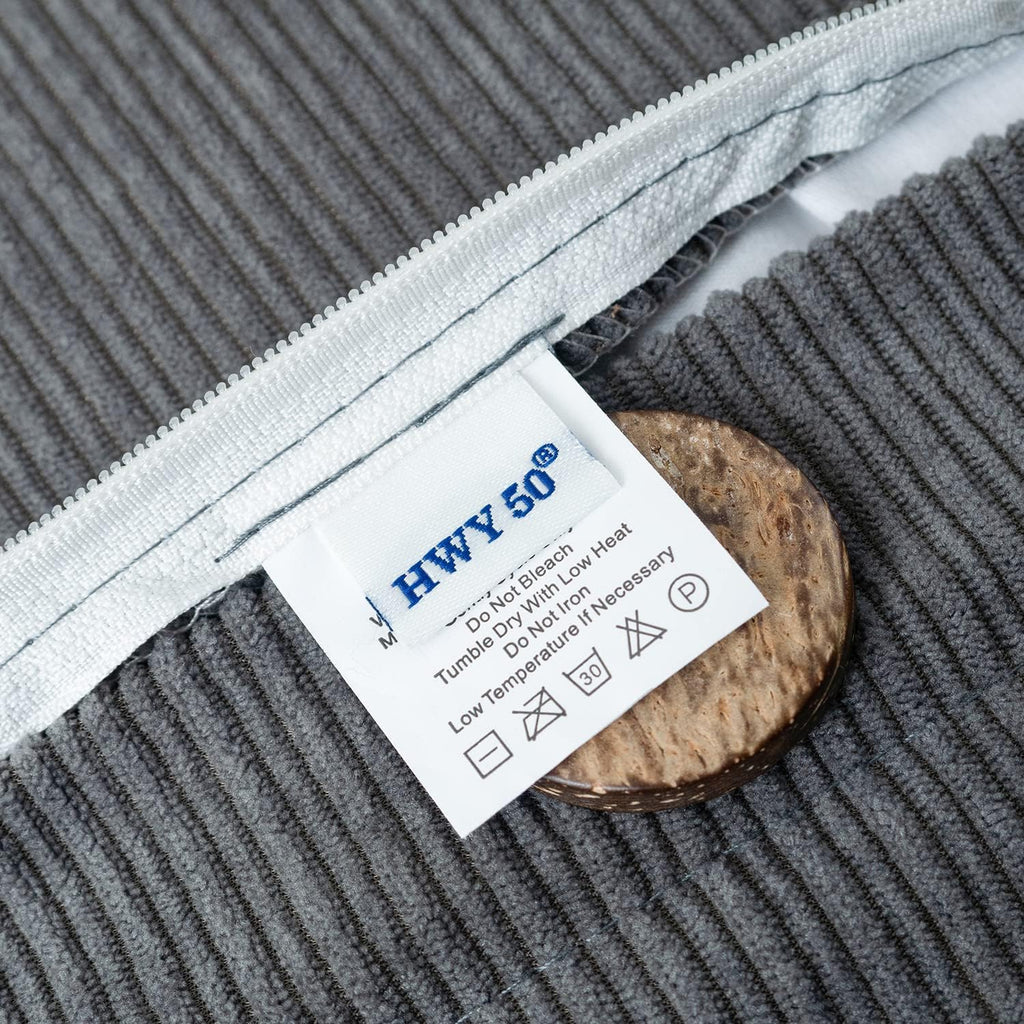 HWY 50 Gray Grey Chenille Throw Pillow Covers 18x18 Inch with Triple Buttons, Soft Farmhouse Accent Decorative Cushion Cases for Couch Sofa Bed Living Room Bedroom Pack of 2