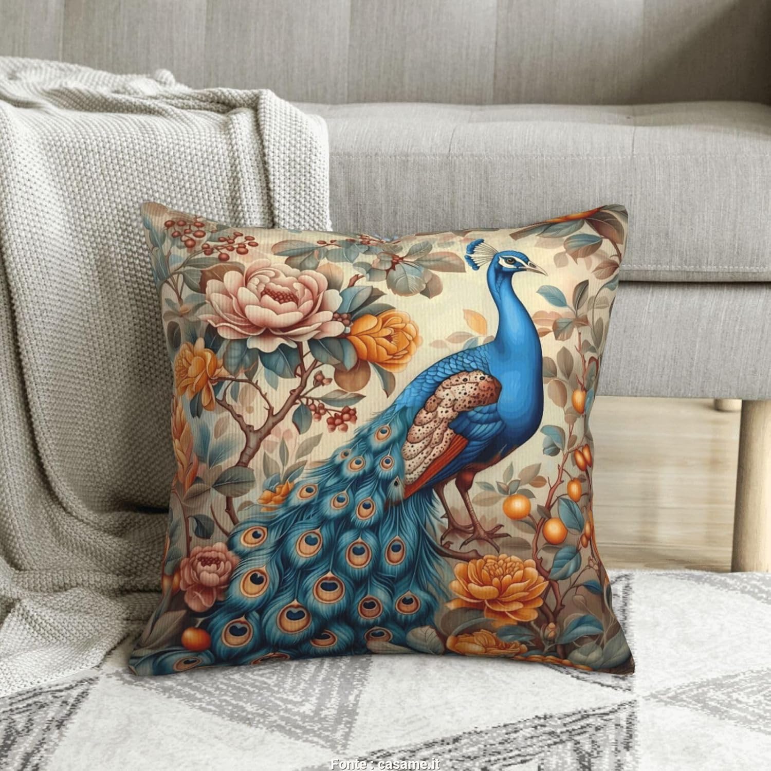 William Morris Abstract Vintage Floral Peacock Design 18x18 inches Throw Pillow Covers Square Pillowcases Decor for Bed Couch Sofa Living Room Cushion Covers
