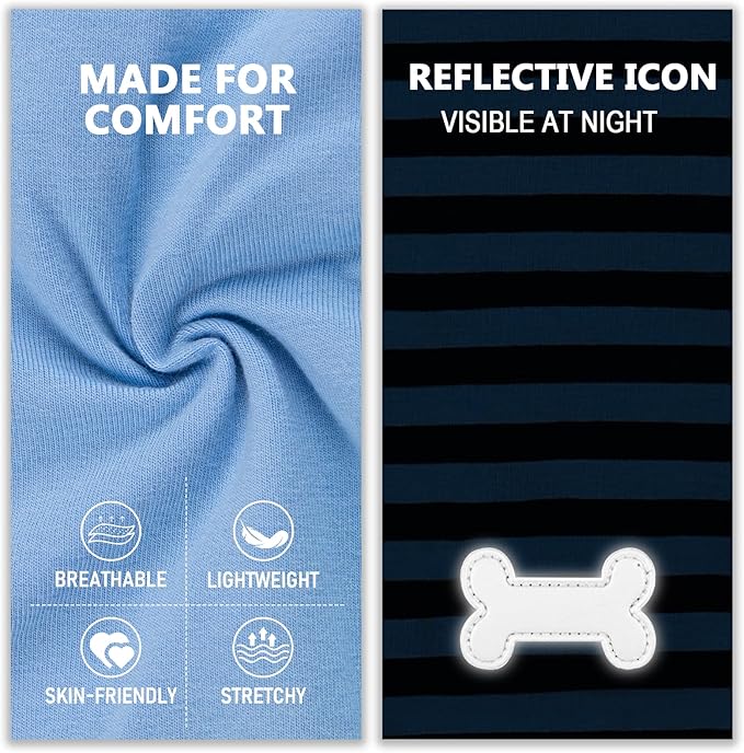 KYEESE 2Pack Dog Shirts Striped T Shirt for Large Dogs Lightweight Clothes Sleeveless Vest Cotton Tank Top, XXX-Large,Dark Blue+Striped