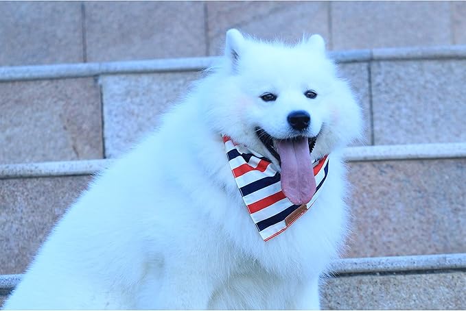 Realeaf 4th of July Dog Bandanas 2 Pack, Reversible American Flag Pet Scarf for Boy and Girl, Premium Durable Fabric, Patriotic Bandana for Medium and Large Dogs (Large)