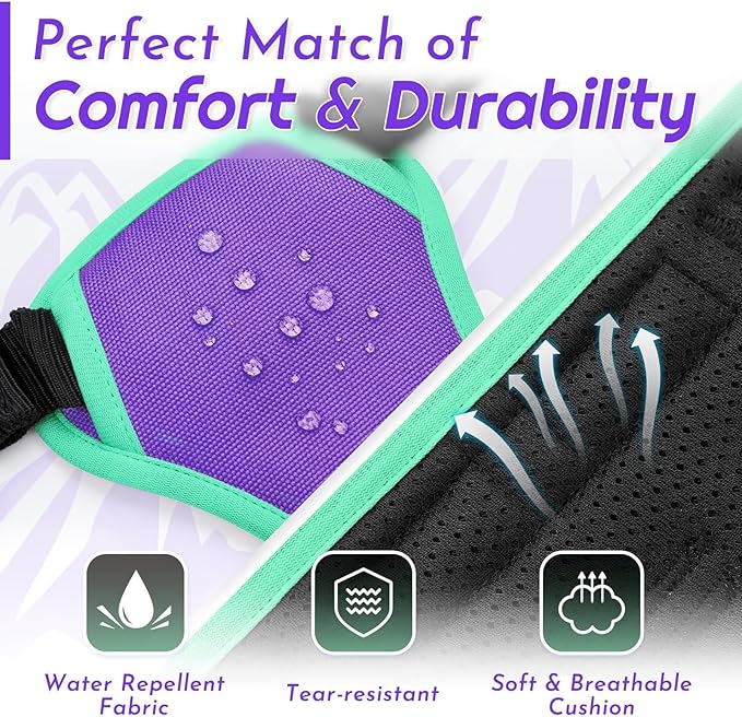 Eagloo Dog Harness Medium Sized Dogs, No Pull Service Vest with Reflective Strips and Control Handle, Adjustable and Comfortable for Walking, No Choke Harness with 2 Metal Rings, Purple & Green, M