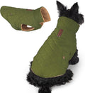 azuza Dog Jacket Waterproof & Windproof Dog Coat for Small Dogs with Thick Fleece, High Collar with Leash Hole, Adjustable Velcro & Elastic Belly, Army Green M