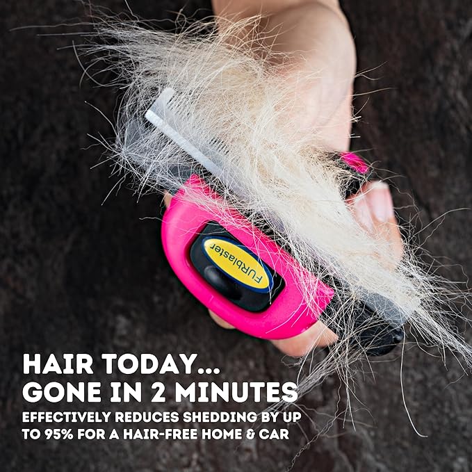 DakPets Stainless Steel Pet Deshedding Tool - Grooming Brush for Cats and Dogs, Removes Trapped Hair, Reduces Shedding by Up to 95%, All Hair Types, Includes Protective Blade Cover, Pink, 4 inches