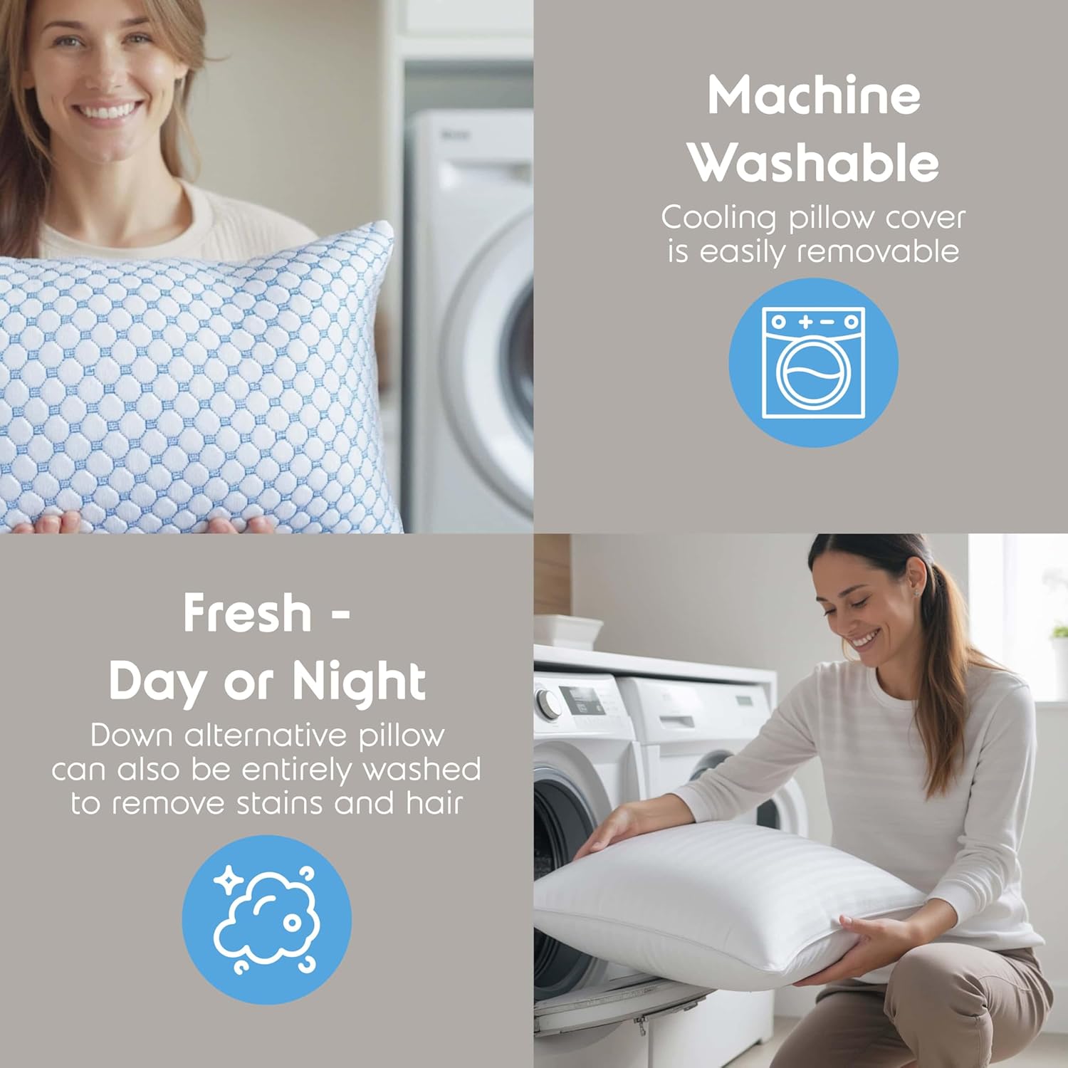 Nestl Cooling Memory Foam Pillow with Down alternative Pillows Combo Set – King Size Set of 2, 1 Soft and 1 Firm, Adjustable for Side, Back or Stomach Sleepers, Breathable Washable Cool Cover, 20”x36”