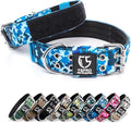 TSPRO Tactical Dog Collar, Adjustable, with Patch & Double Needle Metal Buckle, Heavy Duty for Large to Extra Large Dogs, Durable for Walking, Running, Hiking & Training (Camo Blue L-XL)