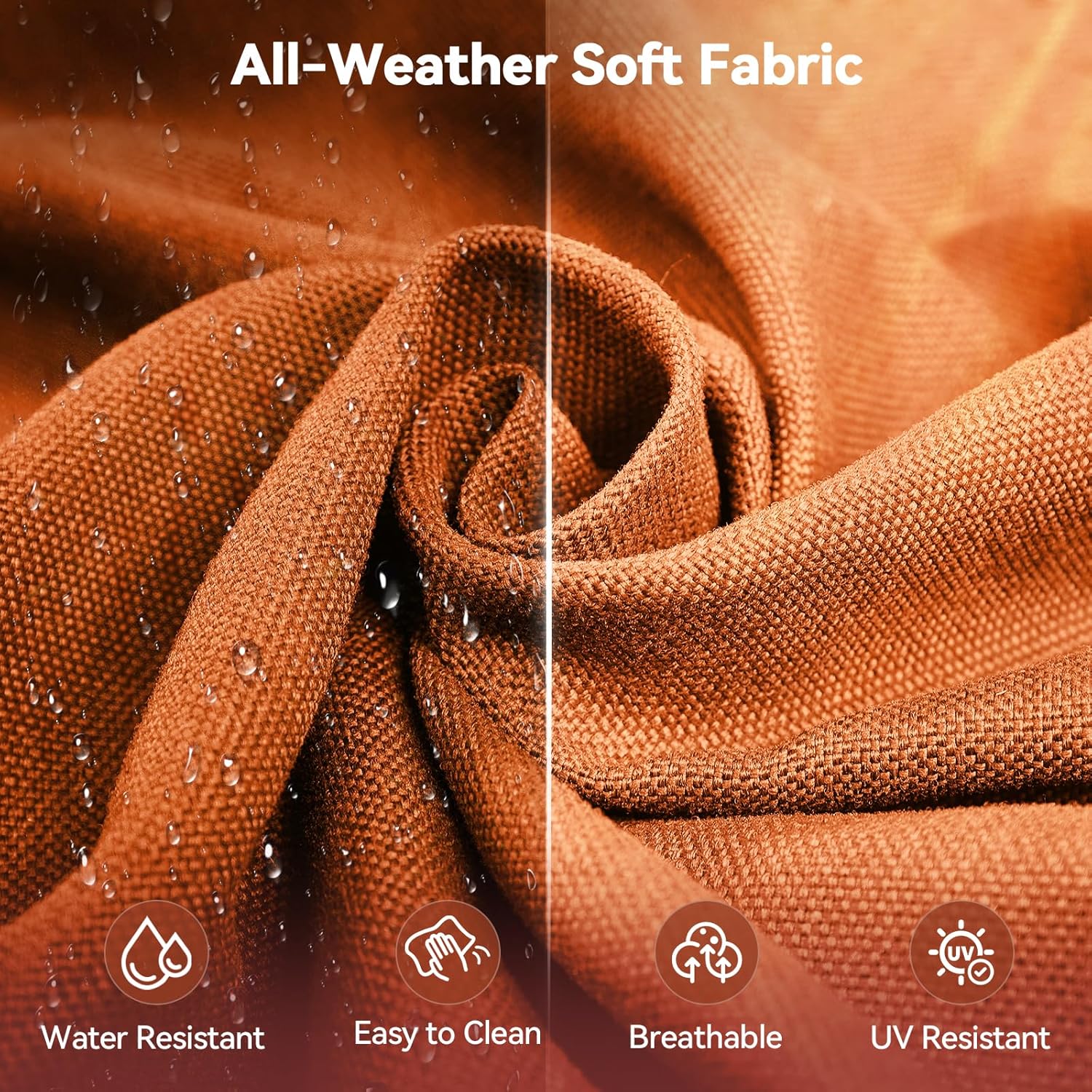 6" Thick Outdoor Cushions 22x24x6, 4-Set Deep Seat Patio Cushions with Removable Cover, Waterproof & Fade Resistant Replacement for Wicker Chair, Loveseat, Sofa - Orange