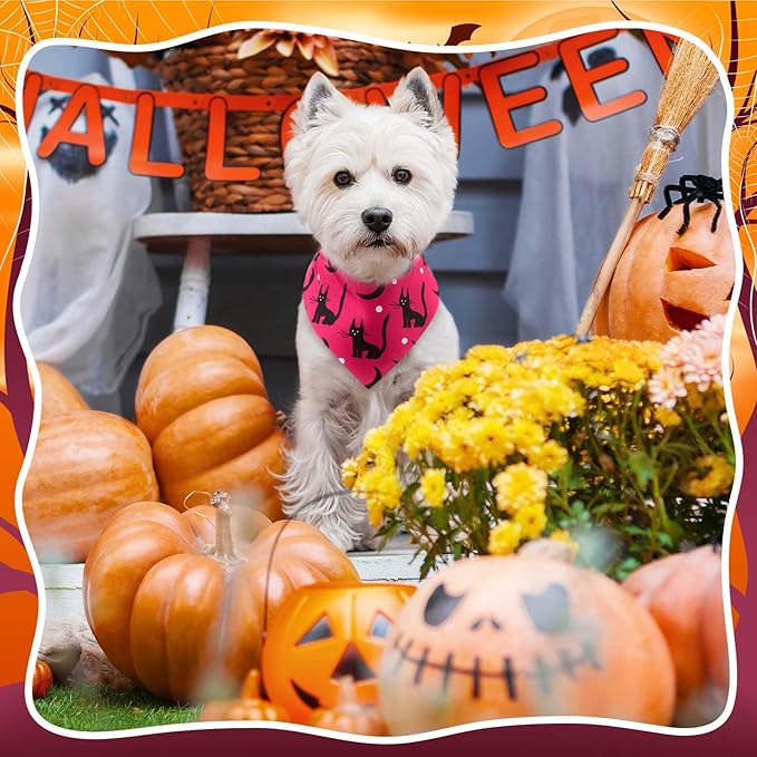 Aliceset 180 Pcs Halloween Dog Bandanas Bulk Halloween Bandana for Dog Adjustable Washable Pet Triangle Scarf Cute Kerchief Scarves for Pet Holiday Party Costume Photo Props Accessories Decorations