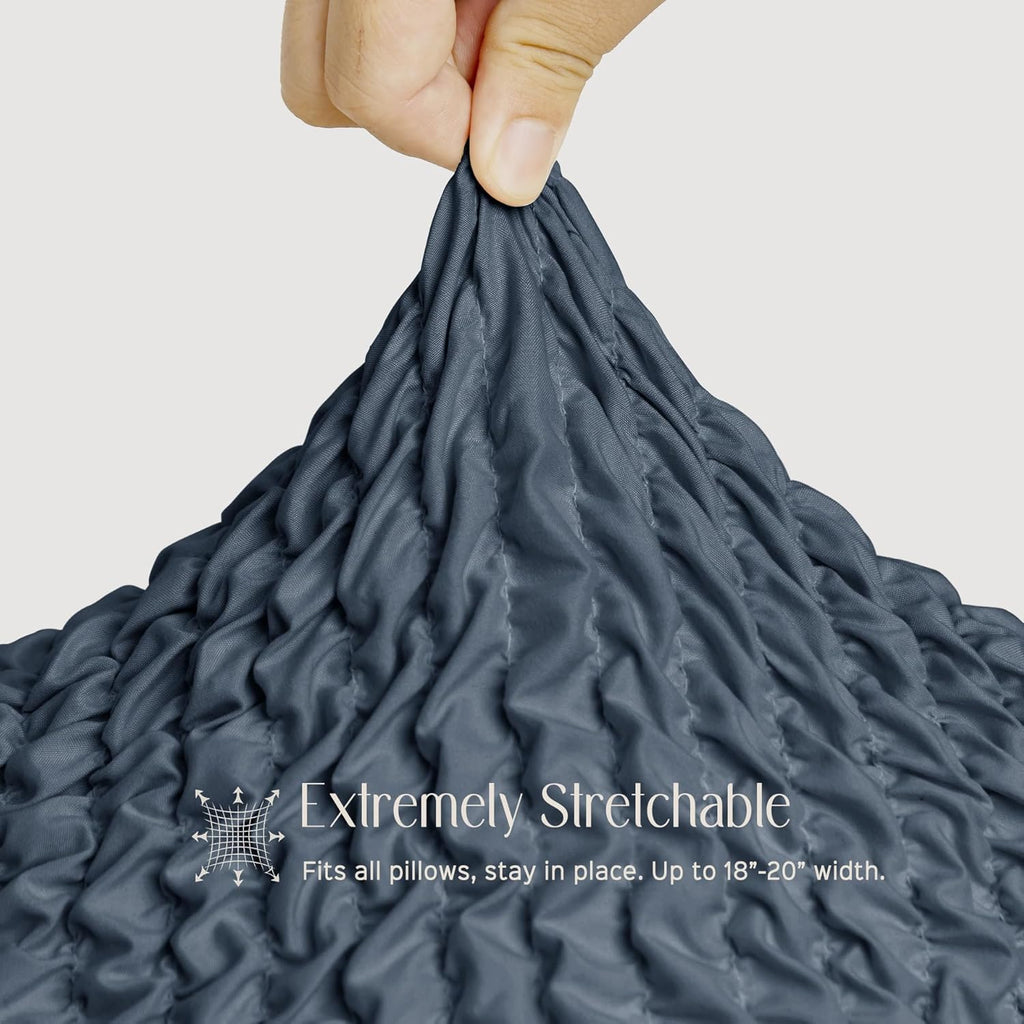 Throw Pillow Covers 18x18 Inch Solid Elastic Flexible Size Decorative Pillow Covers 20x20 Inch with Hidden Zipper Farmhouse Square Cushion Case for Couch Sofa Bed (Pack of 1, Duvier Blue)